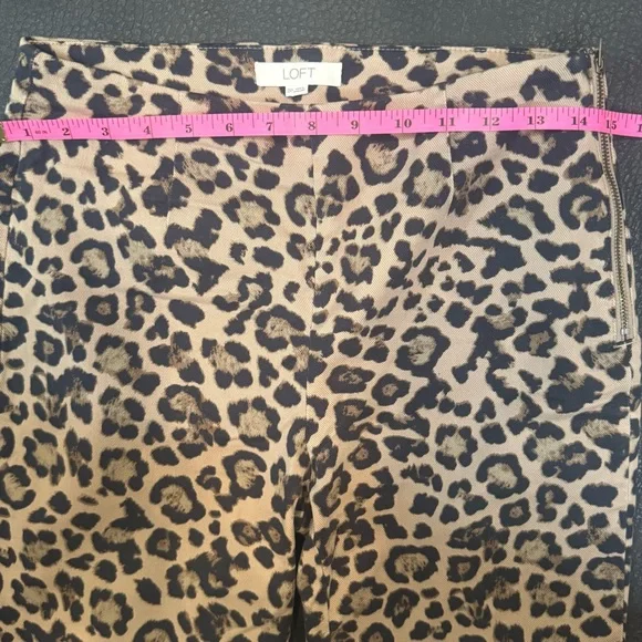 Loft Petite Ankle Flare Leopard Print Women's Pants - Picture 5 of 8